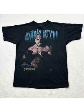 Men's Vintage 1998 WCW Goldberg Who's Next Short Sleeve Tee XL Black Blue